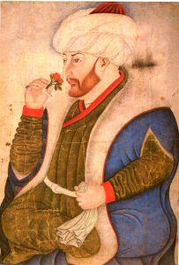 C007 · Sultan Mehmed II smelling a rose, attributed to Sinan Beg [desc.]