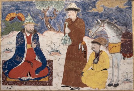 C058 · Two men before a seated ruler