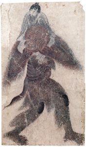 C065 · A dark, hairy figure striding [desc.]