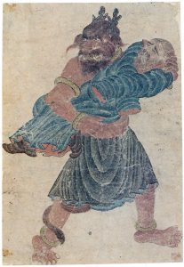 C081 · A horned figure carrying a man on his back [desc.]